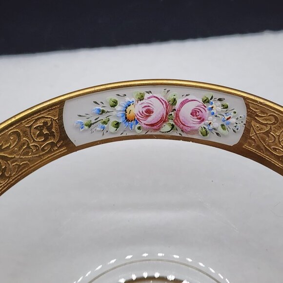 Vintage Hand-Painted Glass Bowl With Gold Trim Enamel Floral Design 5" Diameter - Picture 6 of 10